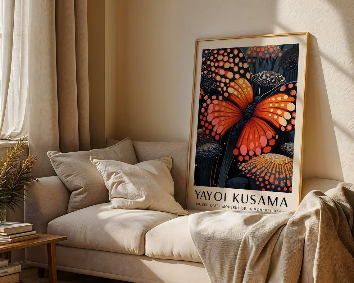 Yayoi Kusama Monarch Butterfly Dotted Bloom Exhibition Poster - Image 2