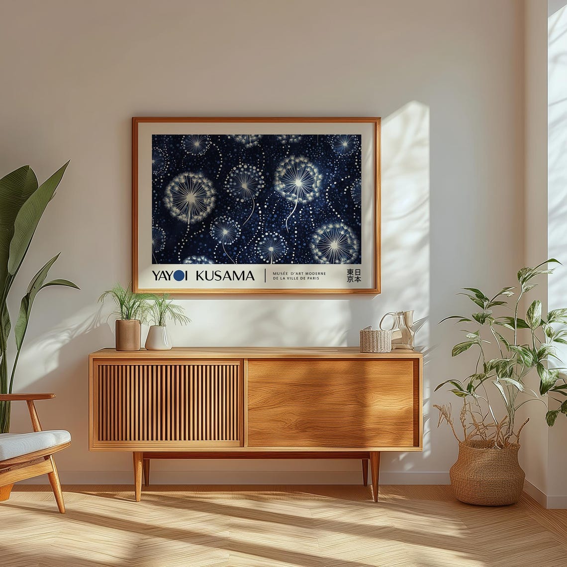 Yayoi Kusama Dandelion Night Sky Starry Blue Exhibition Poster - Image 3