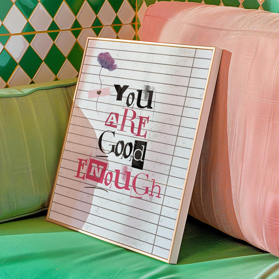 You Are Good Enough Collage Notebook Paper Inspirational Quote Poster - Image 3