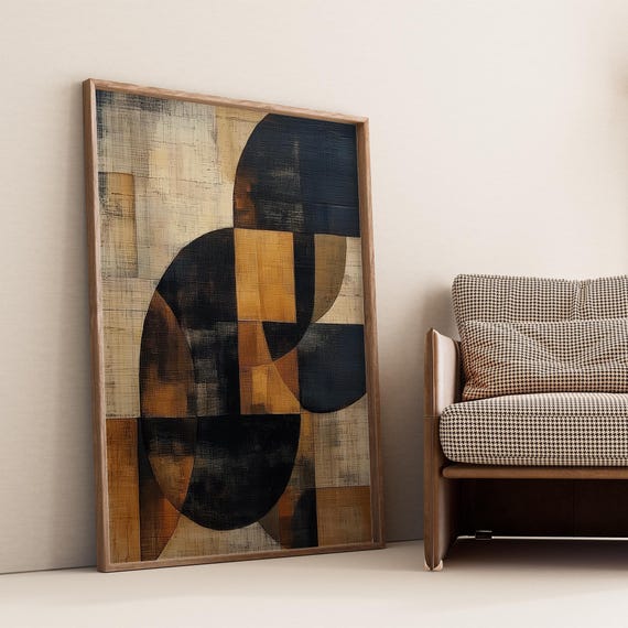 Sunset Eclipse Wabi Sabi Abstract Geometric Wall Art Japanese Wall Art Minimalist Warm Toned Print For Modern Decor