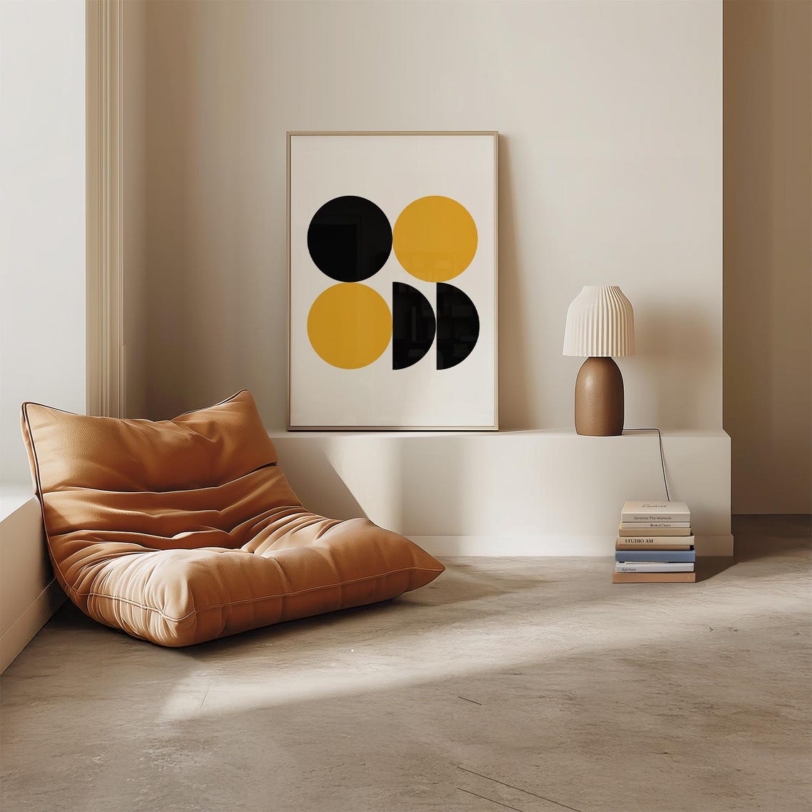 Minimal Black Yellow Circle Quartet Geometric Modern Art Poster - Image 4