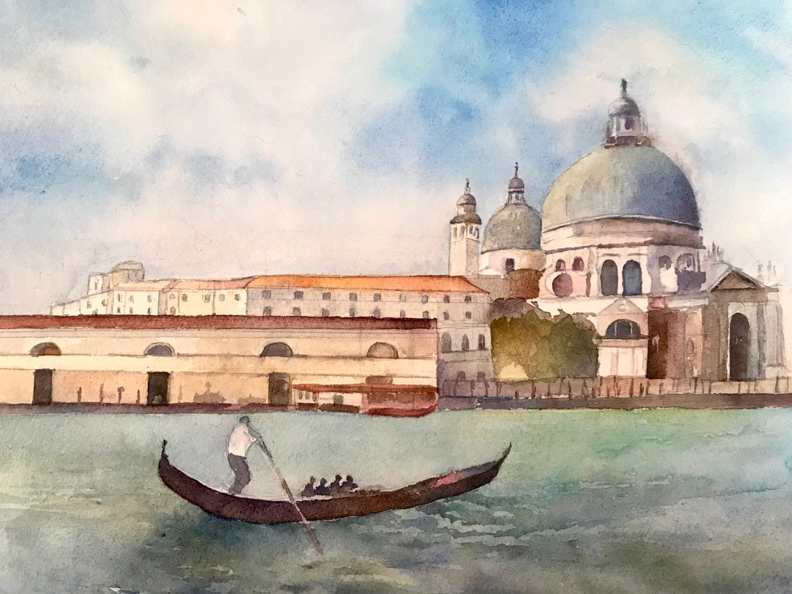 Venice Watercolor Painting Original Watercolor Handmade Watercolor Venice Wall Art Landscape Painting Italy Painting Gifts 10x14 In - Image 6