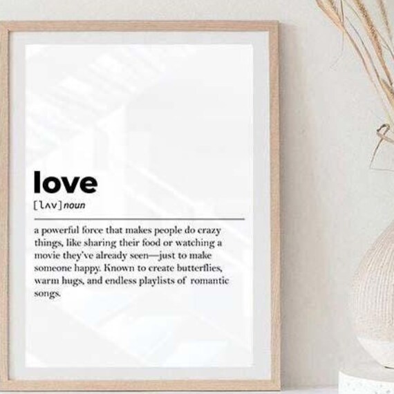 Love Definition Print Wall Art Prints Quote Print Love Wall Decor Gifts For Her Minimalist Print Modern Wall Print Definition Love Art