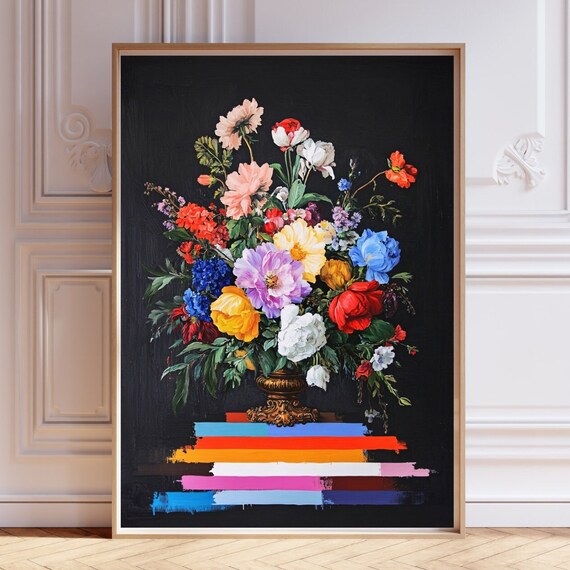Altered Art Still Life Floral, Surreal Pop Art Print