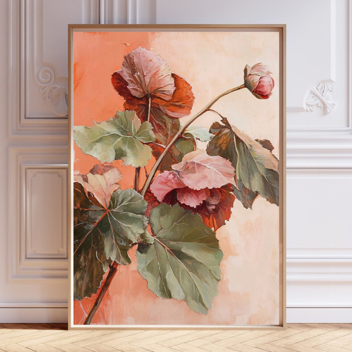 Floral Leaf Painting, Maximalist Boho Retro Art Print