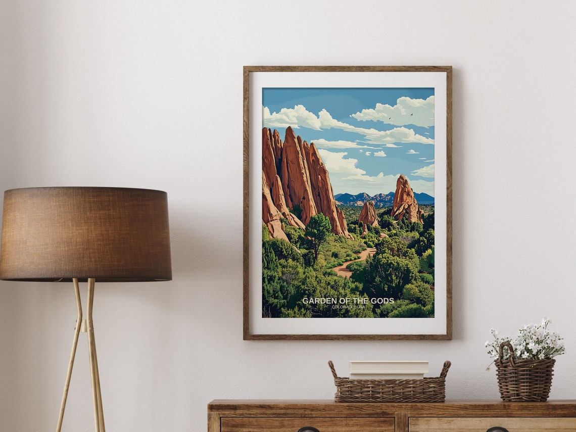 Garden Of The Gods Red Rock Wonderland Wall Art Print Vintage National Park Travel Poster - Image 2