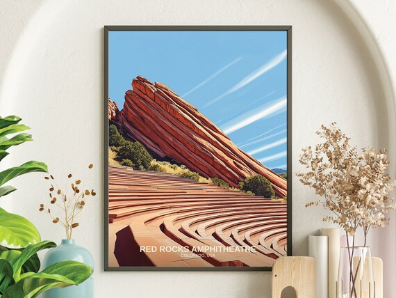 Red Rocks Amphitheatre Colorado Concert Venue Vintage Poster