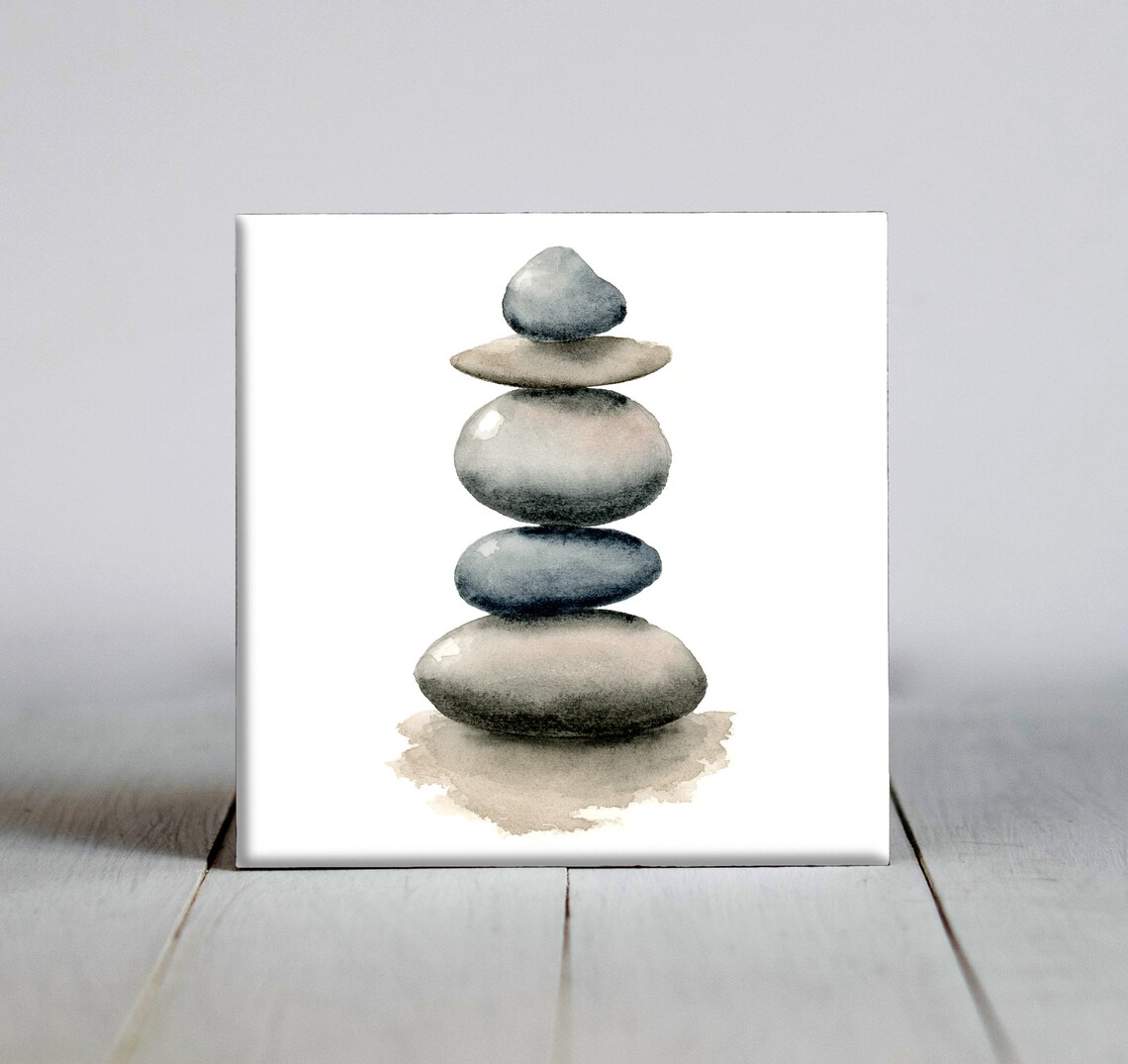 Stacked Rocks Ceramic Tile, Earth Lover Gift Decor