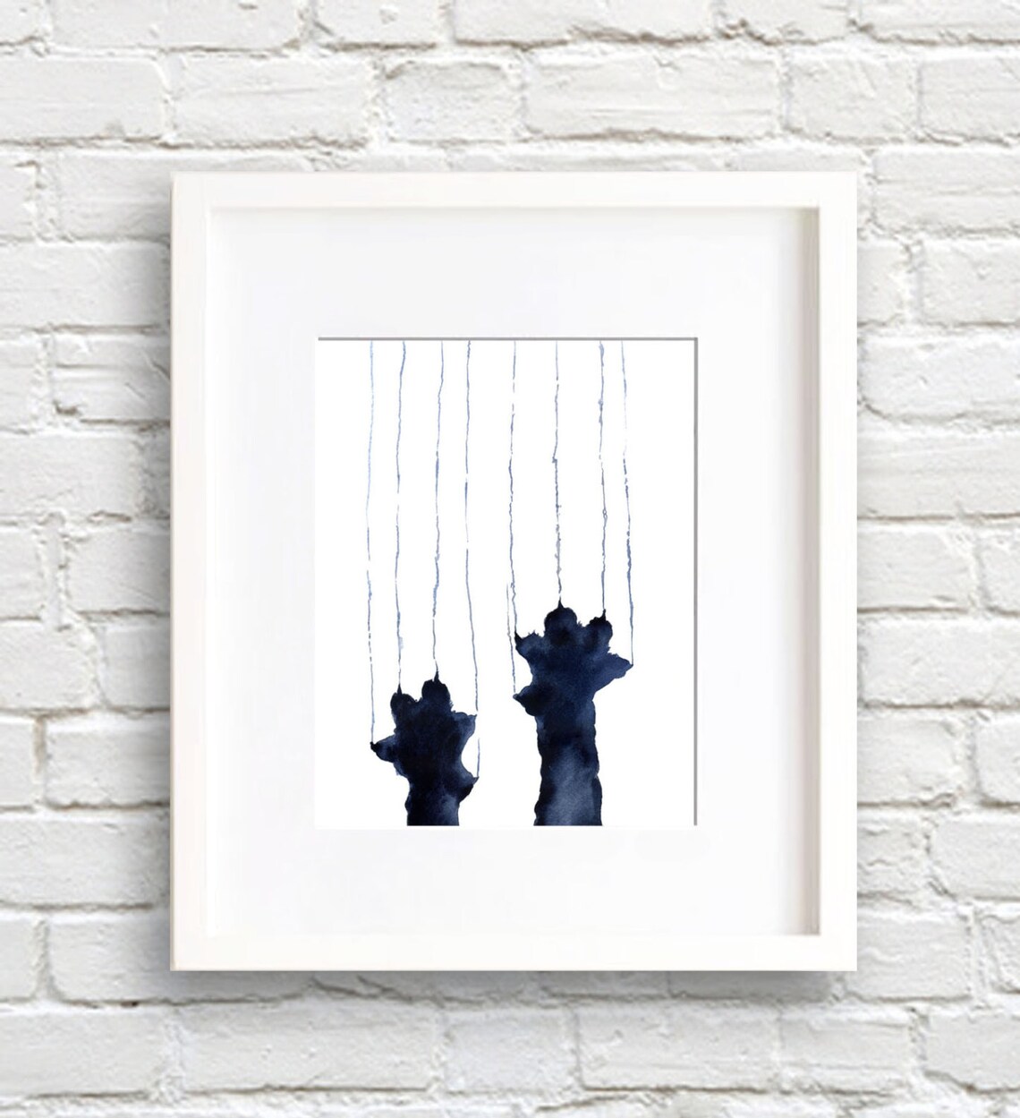 Black Cat Watercolor Art Print, Playful Cat Decor