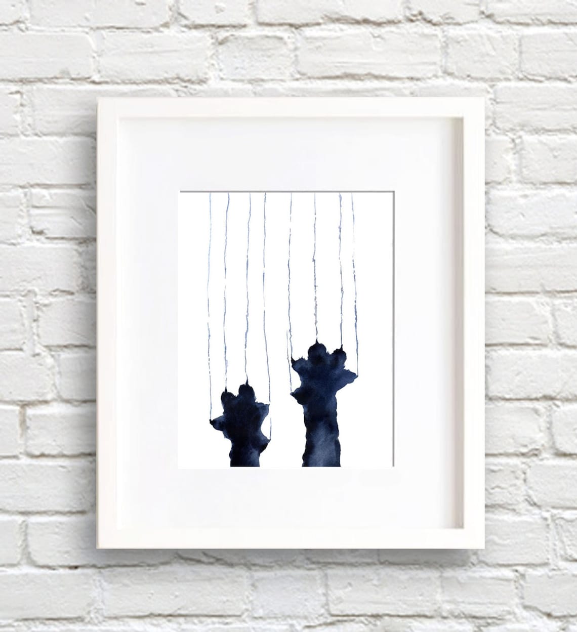 Naughty Black Cat Watercolor Painting Art Print