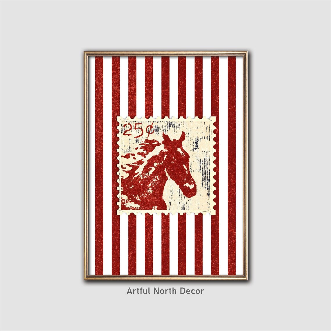 Vintage Horse Stamp Art Print, Equestrian Decor