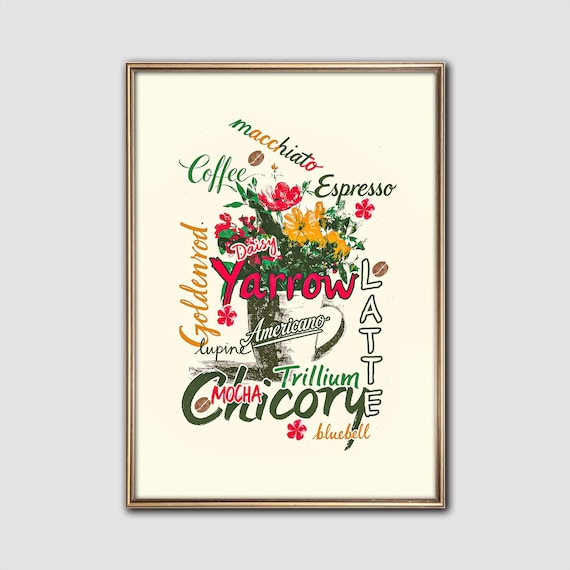 Wildflower Coffee Typography Botanical Brew Kitchen Wall Art