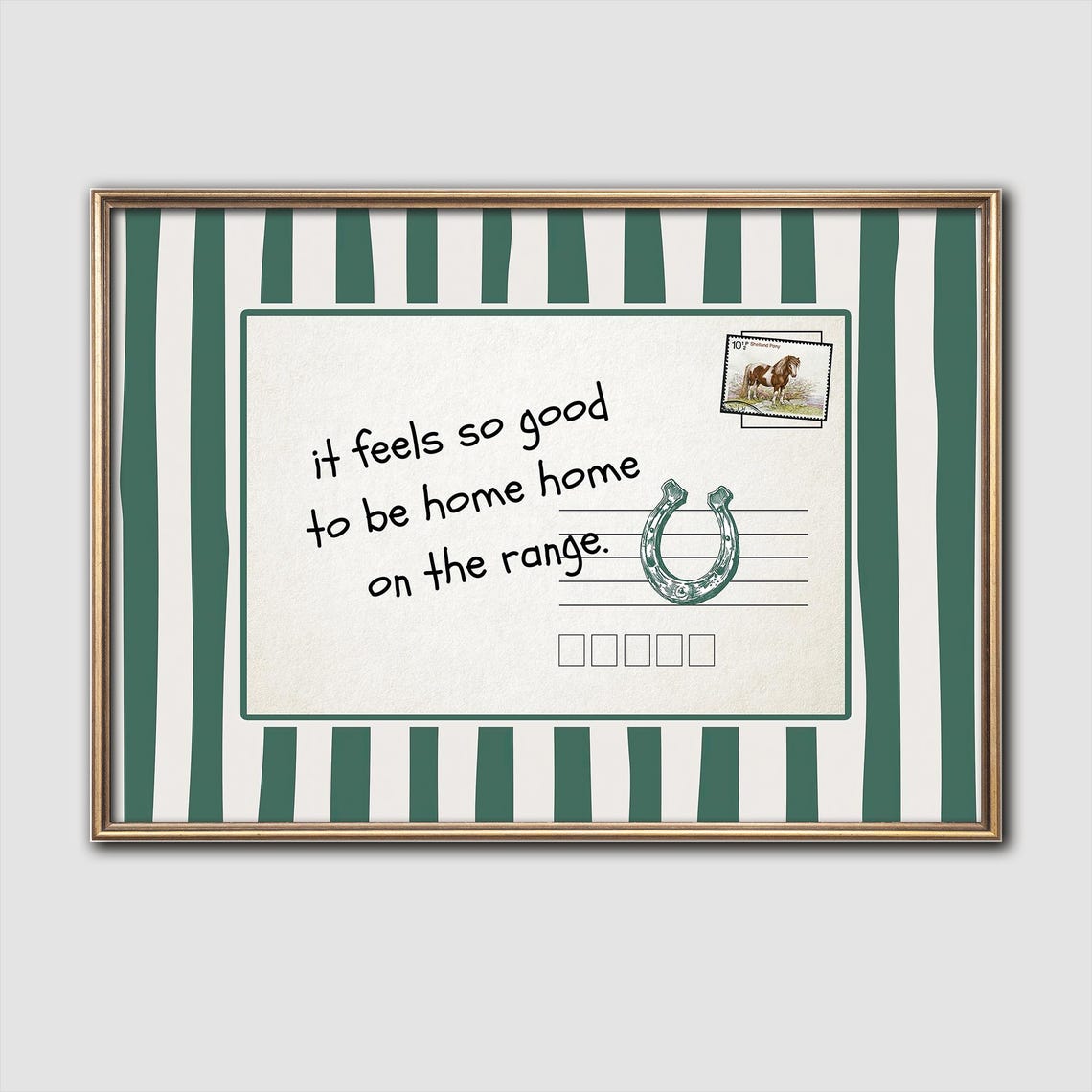 Green Home On The Range Western Postcard Horseshoe Quote Wall Art