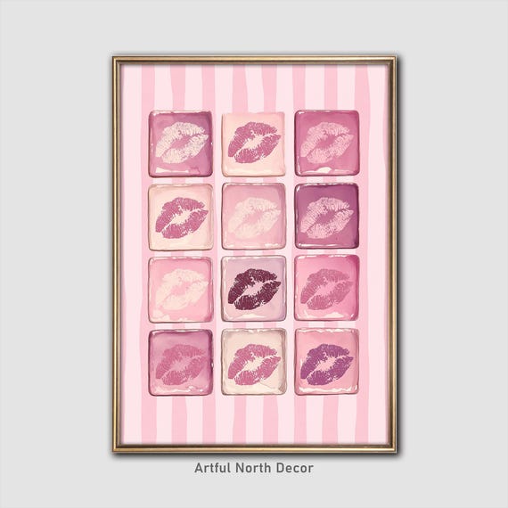 Pink Lips Pop Art Print Glam Wall Decor