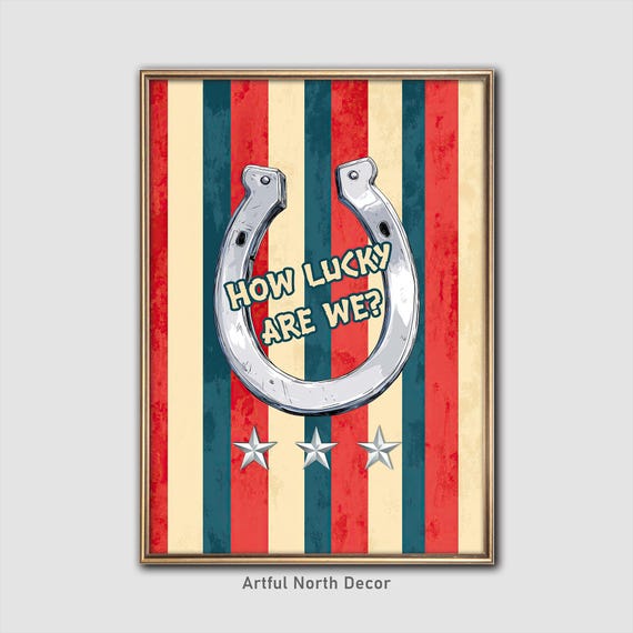 Lucky Horseshoe Americana Art Print Retro Western Wall Decor