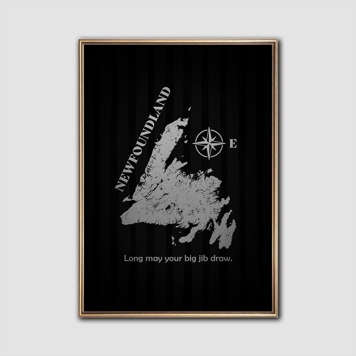 Newfoundland Island Silhouette Map Long May Your Big Jib Draw Poster