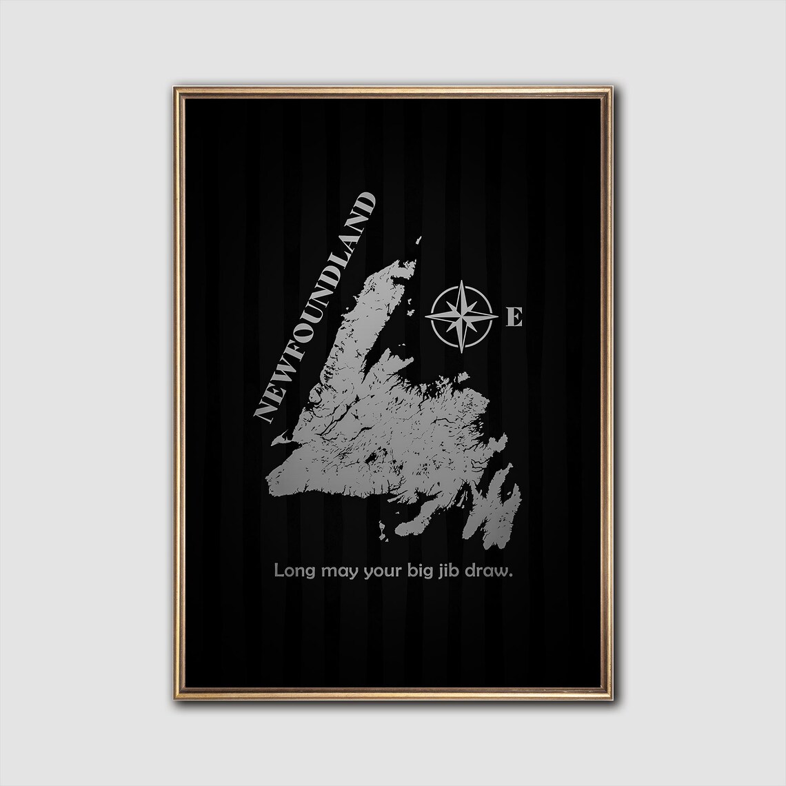 Newfoundland Map Art Moody Maritime Wall Print