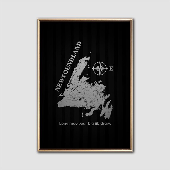 Newfoundland Map Art Moody Maritime Wall Print