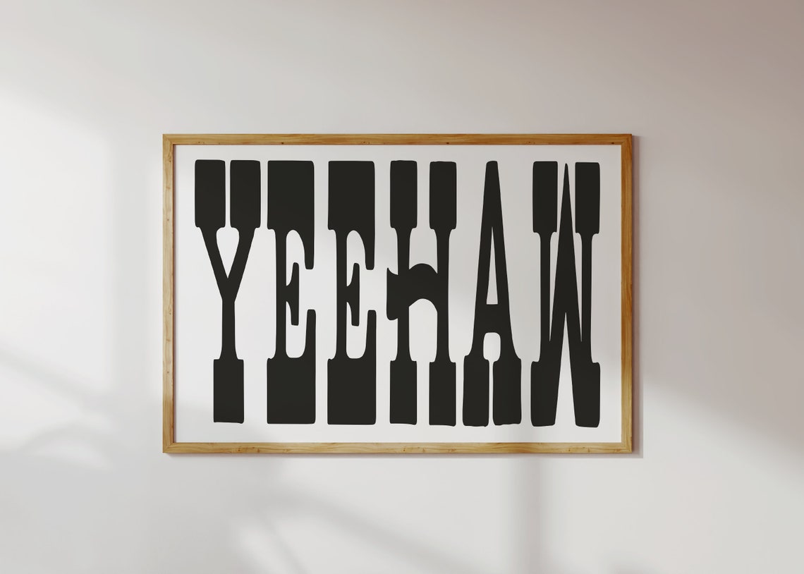Yeehaw Bold Black Western Typography Cowboy Style Retro Poster