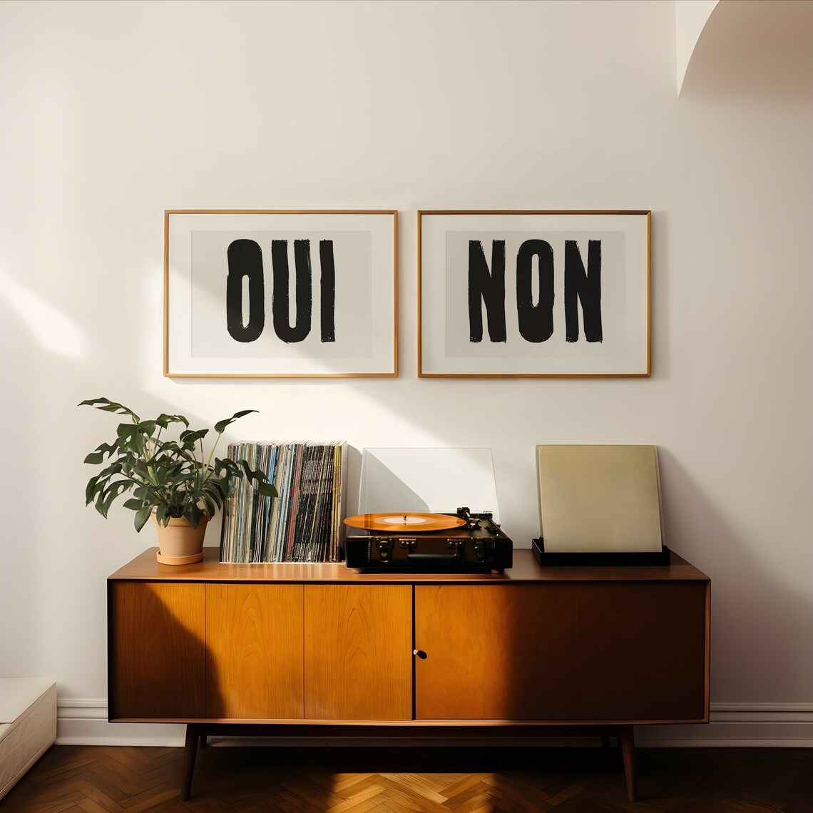 Oui Non French Typography Duo Black Cream Gallery Wall Poster - Image 2