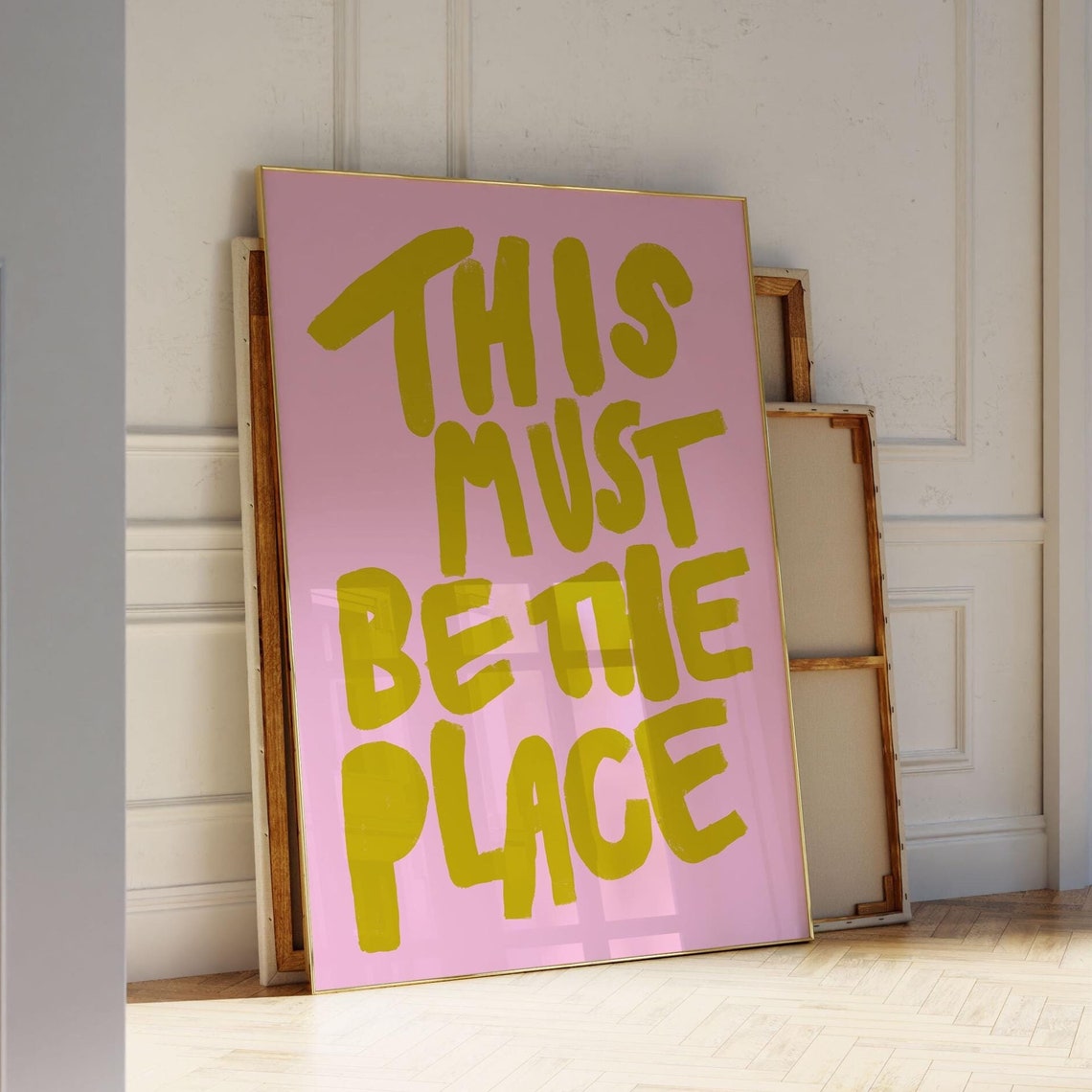 This Must Be the Place Bold Mustard Yellow Typography Wall Poster