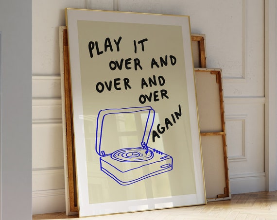 Music Wall Art Record Player Poster Lover Gift Vinyl Turntable Print Trendy Band Studio Decor
