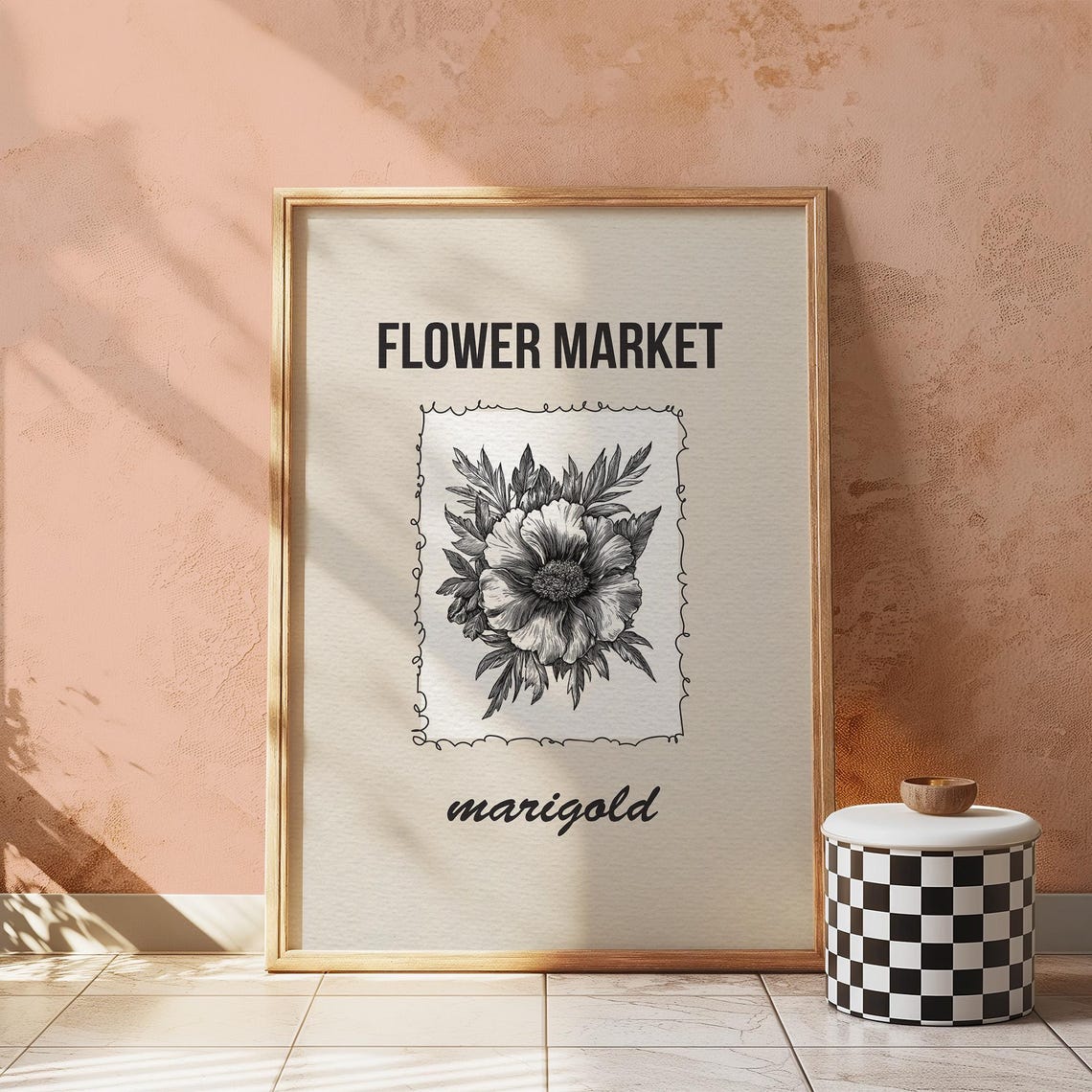 Marigold Botanical Print Neutral Fall Decor