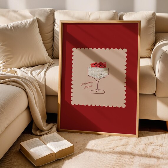 Berry Red Dessert Poster Whimsical Welcome Home Kitchen Art