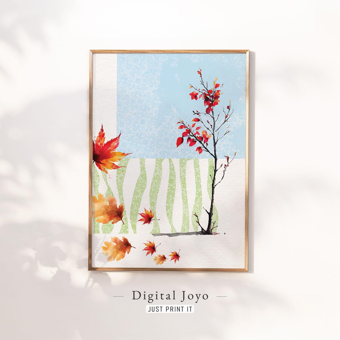 Autumn Maple Leaves Watercolor Branch Fall Season Art Poster