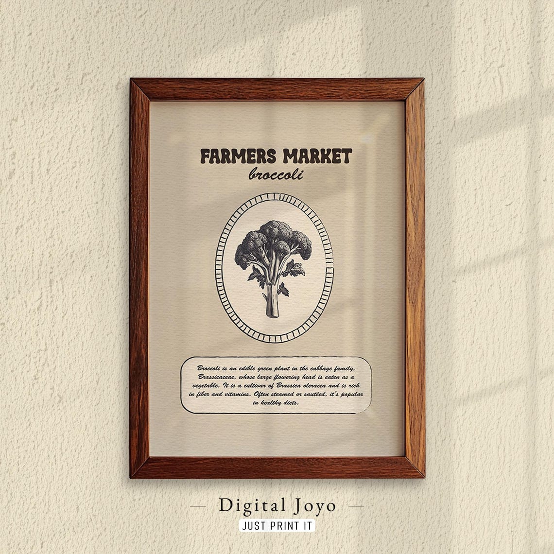 Vintage Farmers Market Broccoli Botanical Vegetable Banner Poster