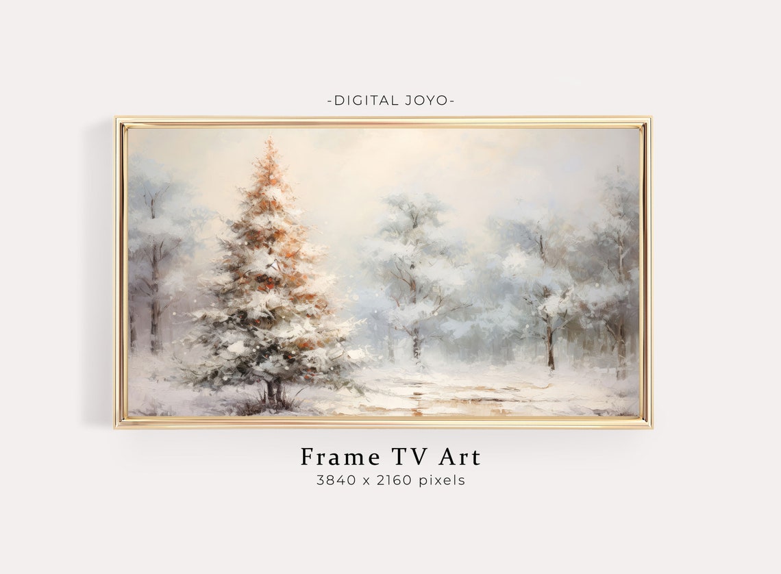 Snowy Christmas Tree Winter Forest Evergreen Holiday Artwork Poster