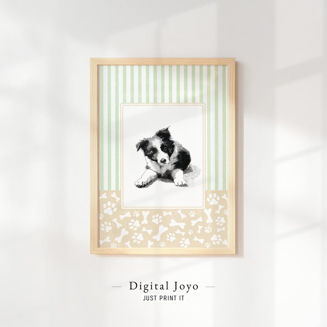 Border Collie Puppy Portrait Nursery Wall Art Print