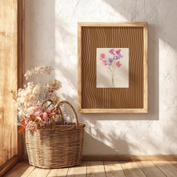 Sweet Pea Watercolor Print Vintage Floral Nursery Art