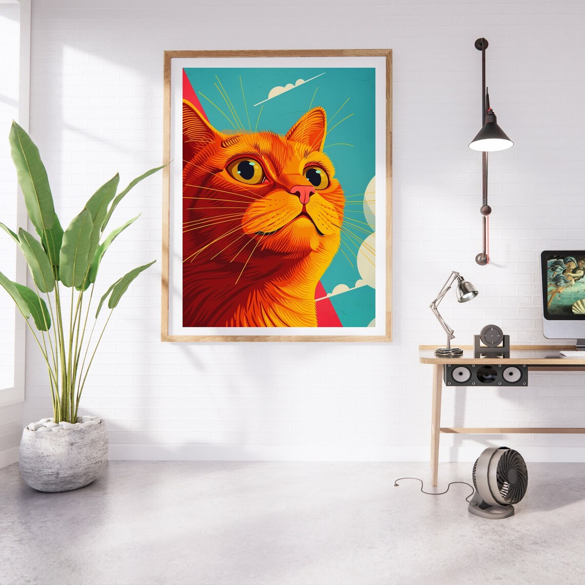 Ginger Cat Pop Art Portrait Poster Bold Retro Orange Cat Close Up - Image 3
