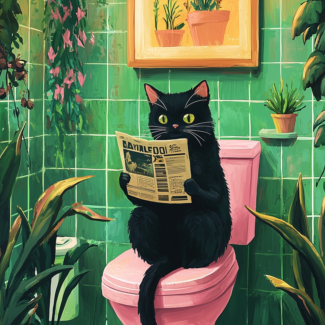 Bathroom Cat Print, Funny Bathroom Wall Decor - Image 3