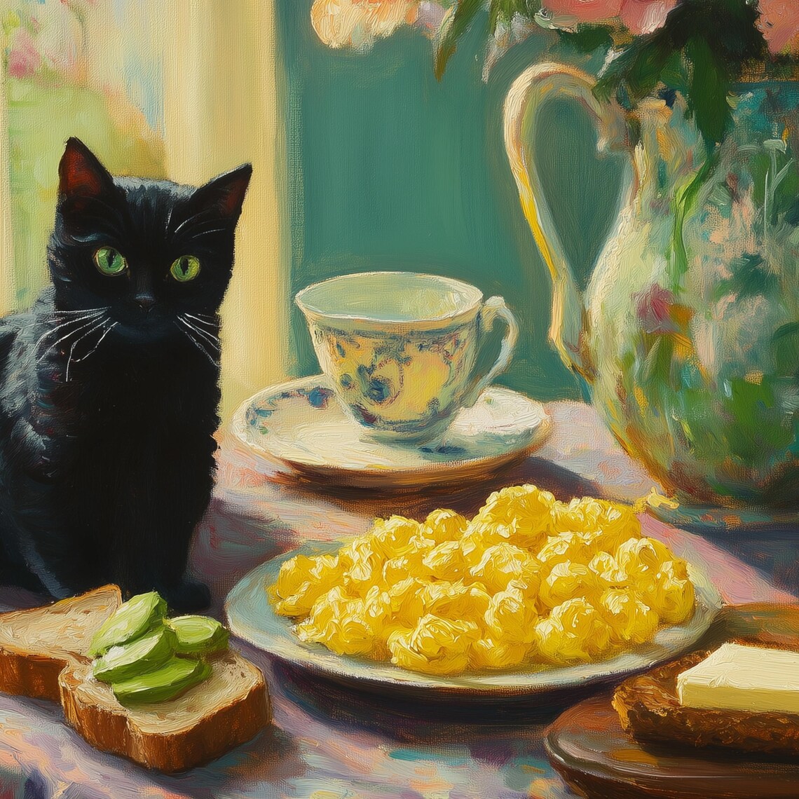 Vintage Black Cat Kitchen Art, Maximalist Print - Image 3