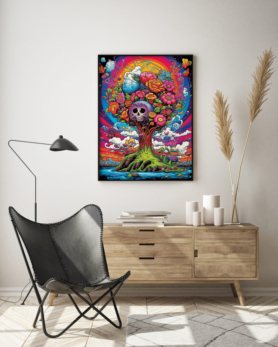Psychedelic Tree of Life Skull Flowers Trippy Nature Spirit Poster - Image 5