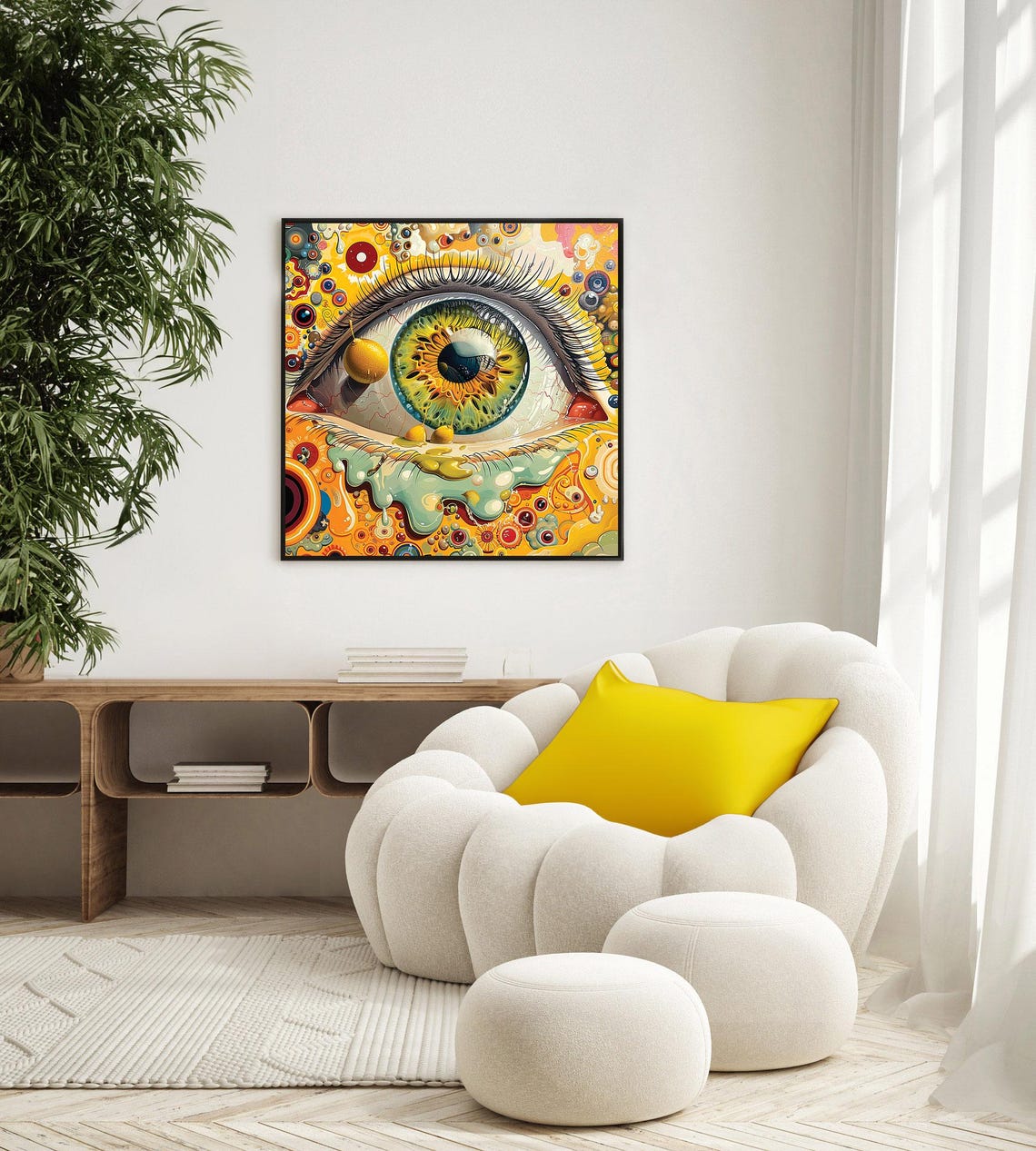 Giant Human Eye Macro Psychedelic Yellow Orange Surreal Art Poster - Image 3