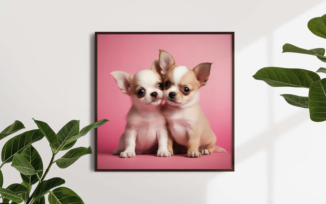 Two Cute Chihuahua Puppies Pink Background Framed Poster Cute Chihuahua Dogs Dogs Wall Art Chihuahua Puppies Charming Chihuahua Puppies - Image 4