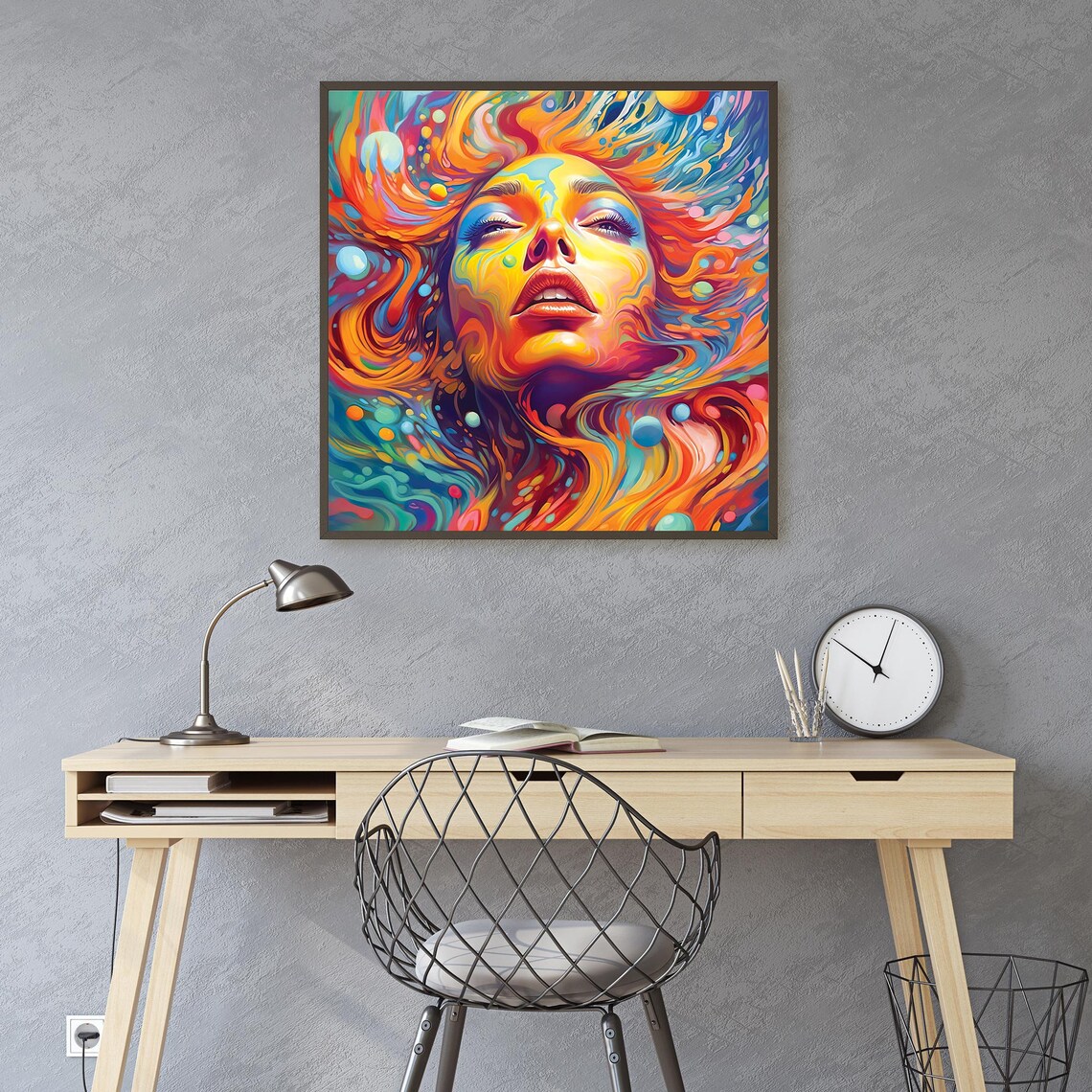 Psychedelic Woman Face Rainbow Flowing Colors Trippy Art Poster - Image 3