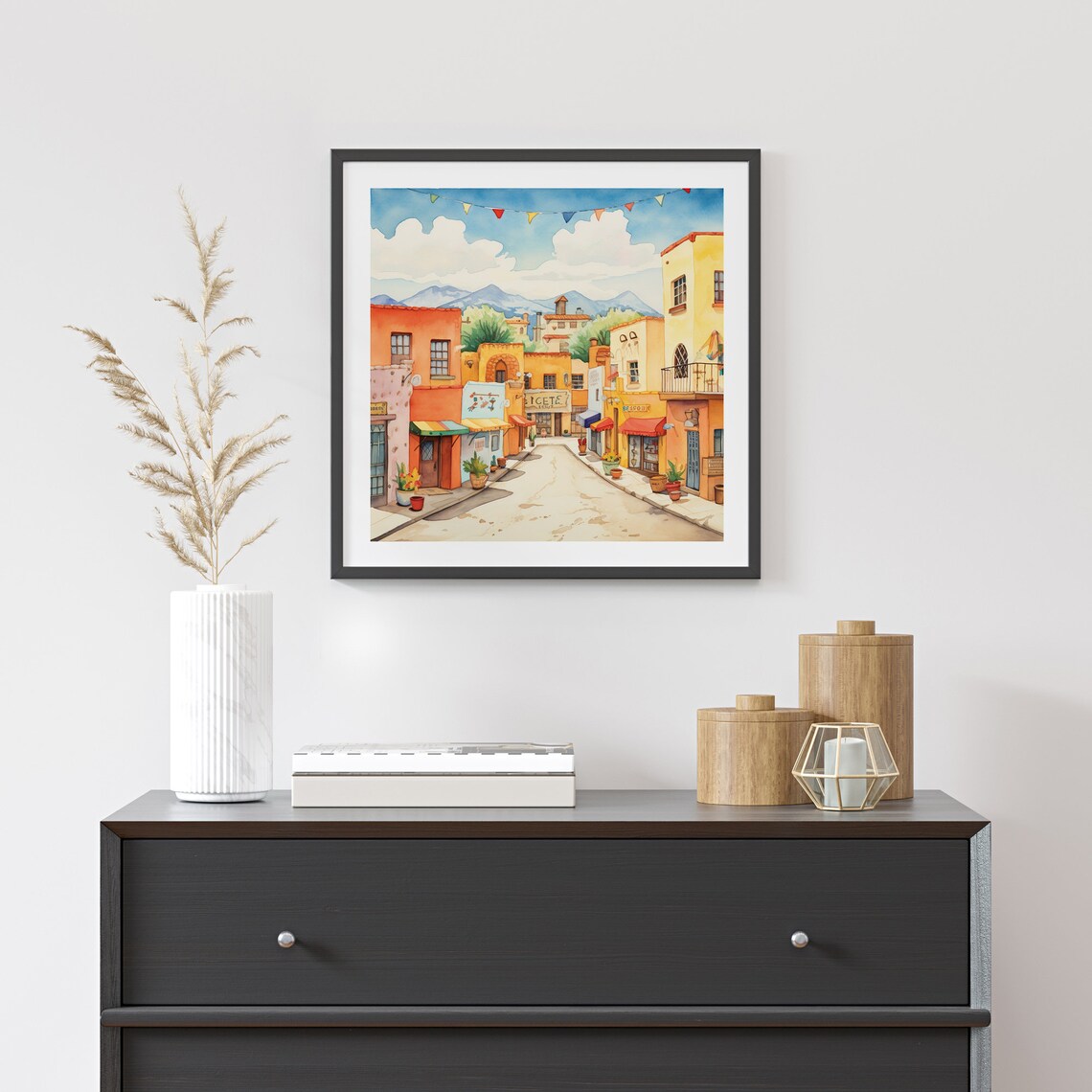 Santa Fe Watercolor Illustration, New Mexico Art Print - Image 4