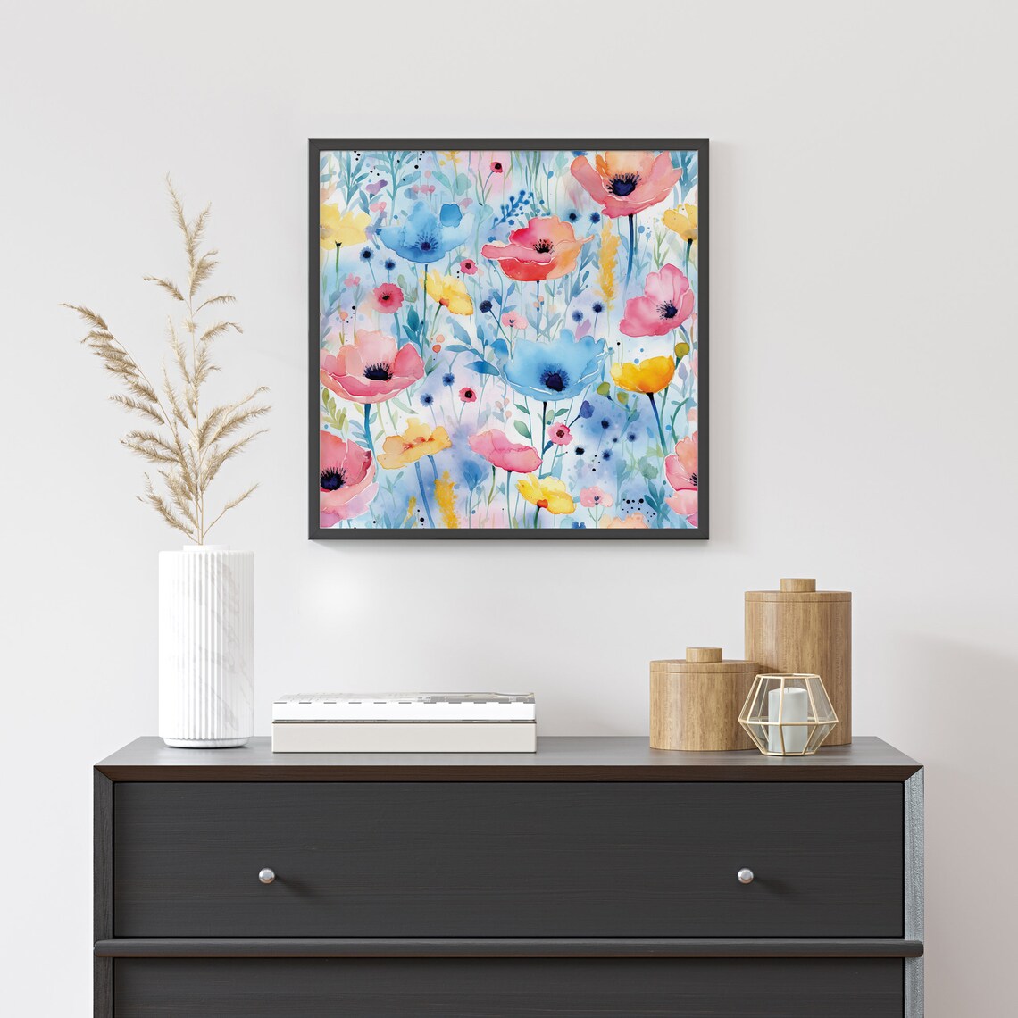 Wildflower Meadow Watercolor Poppies Pastel Spring Floral Poster - Image 3
