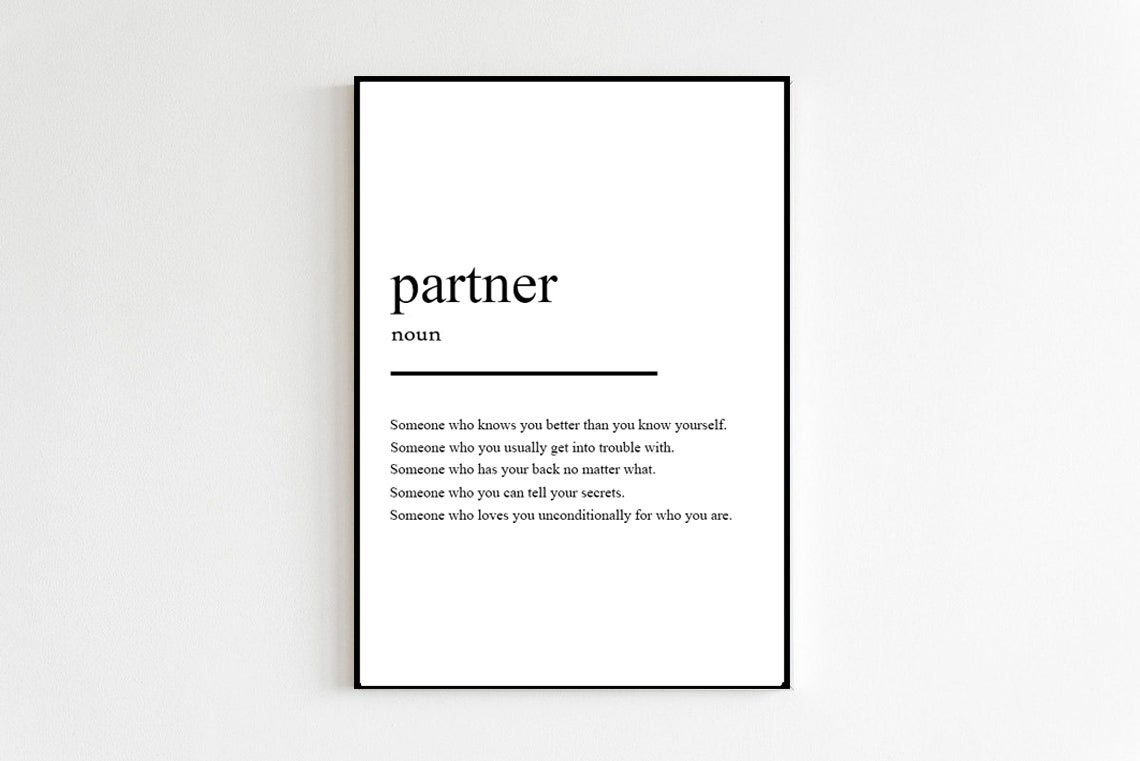 Partner Definition Dictionary-Style Anniversary Typography Print