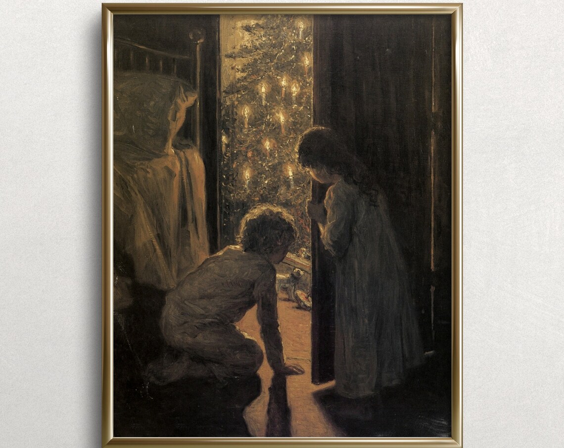 Christmas Eve Vintage Christmas Tree Art Print