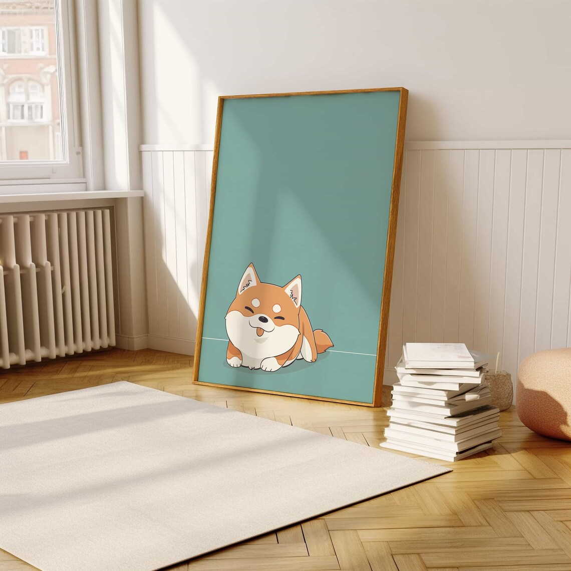 Chubby Smiling Shiba Inu Kawaii Cartoon Dog Super Cute Art Poster - Image 5