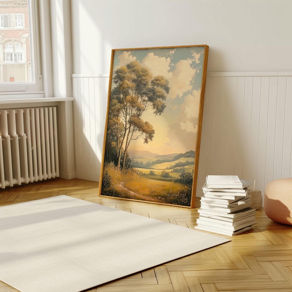 Golden Autumn Countryside With Majestic Oak Tree Landscape Poster - Image 5
