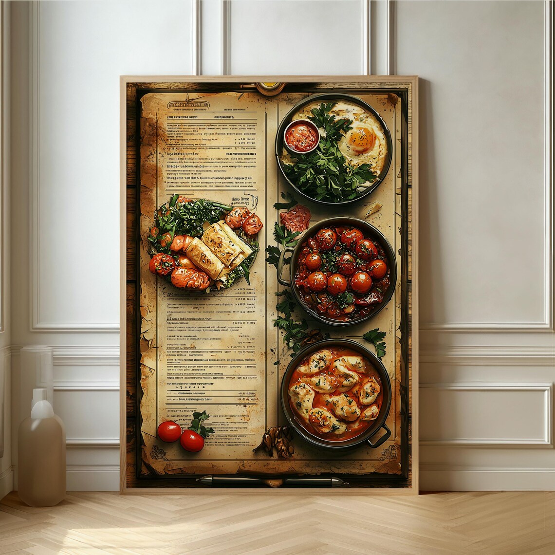 Vintage Turkish Kitchen Menu Illustrated Traditional Food Poster Art