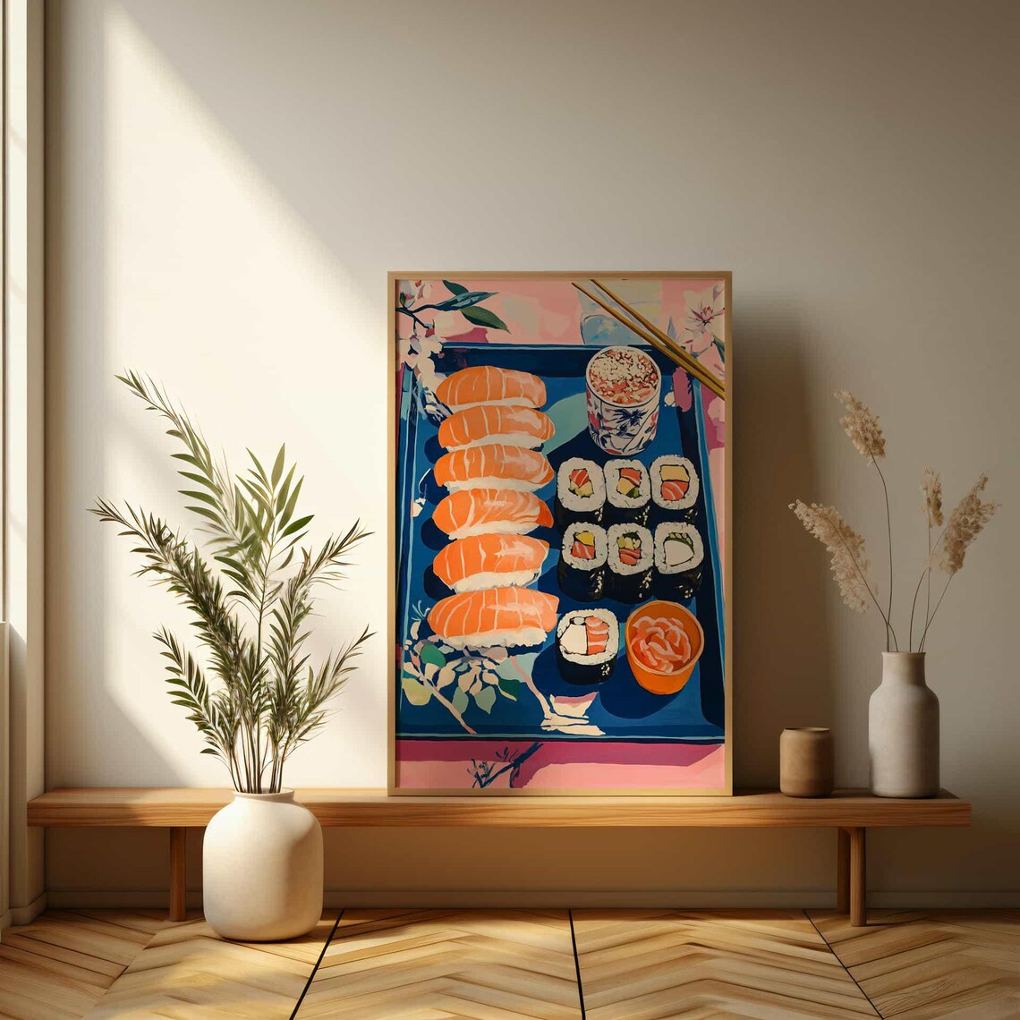 Colorful Sushi Platter Nigiri Maki Rolls Japanese Food Art Poster - Image 3