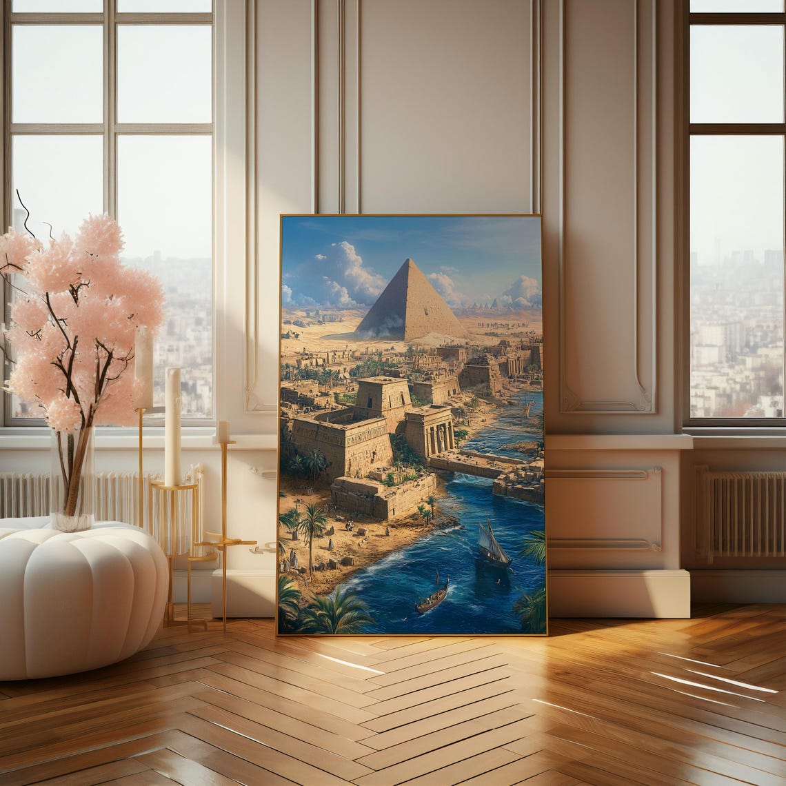 Great Pyramid Of Giza Aerial View With Nile River Egypt Poster - Image 4