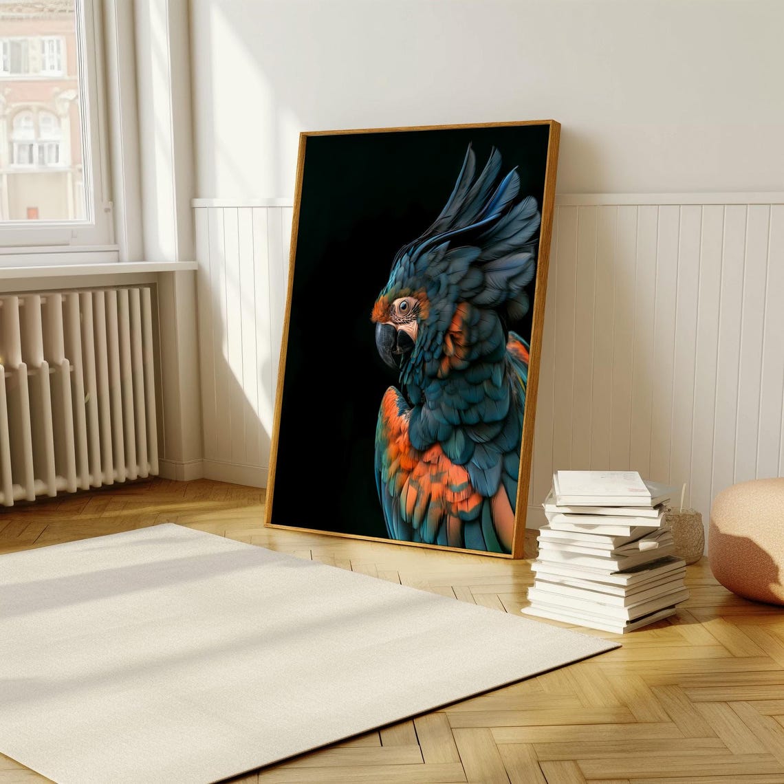 Macaw Parrot Portrait on Black Background Wildlife Art Poster - Image 5